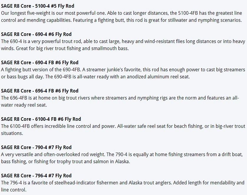 Sage R8 Core Fly Rods 17 Sage R8 Core Fly Rods - Afbeelding 15
