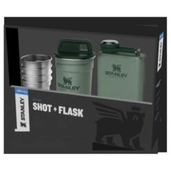 Stanley Adventure Steel Shots Flask Gift Set Hammertone Green