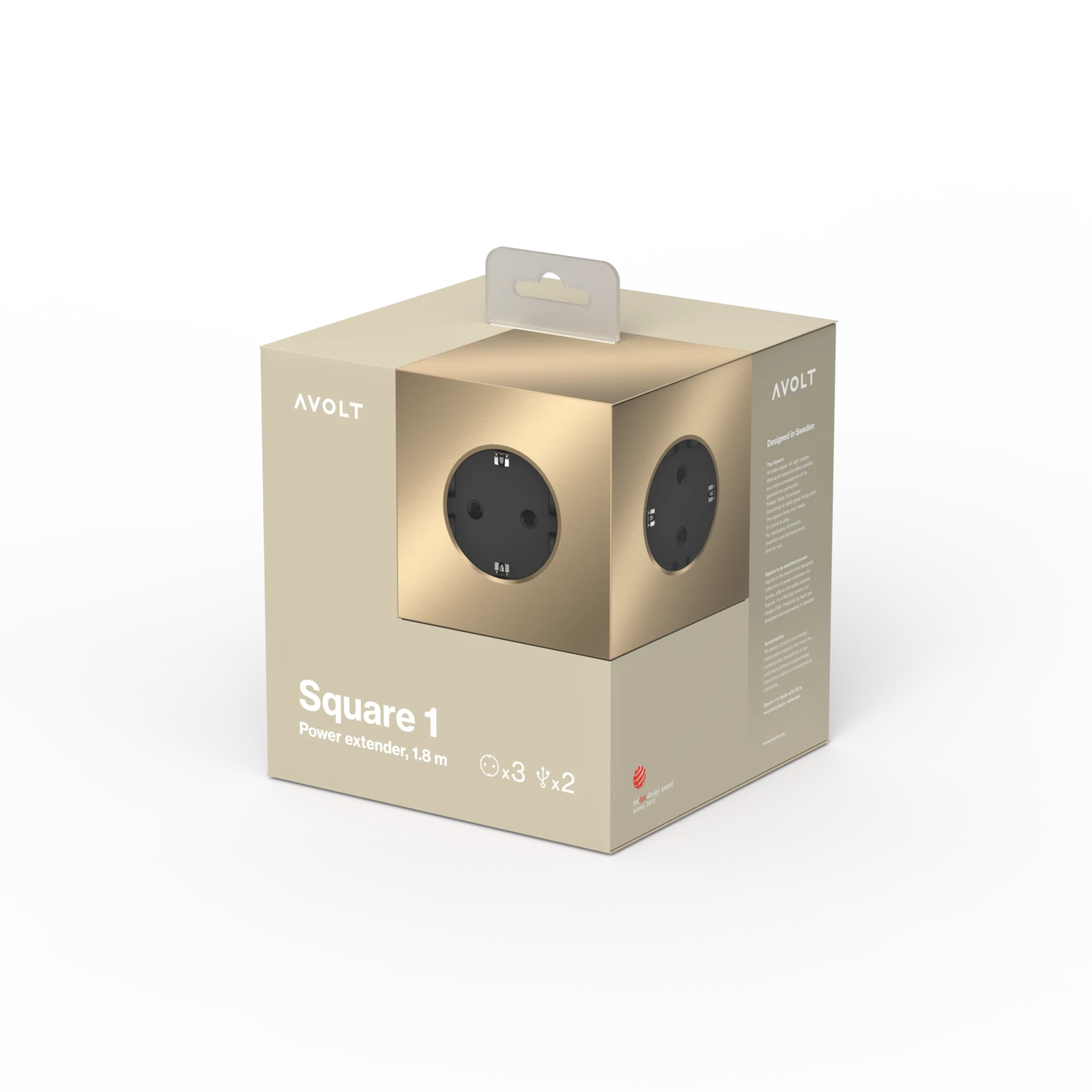 Square 1 Verlengsnoer Met Usb / Magneet, Messing 3 Square 1 Verlengsnoer Met Usb / Magneet, Messing - Afbeelding 2