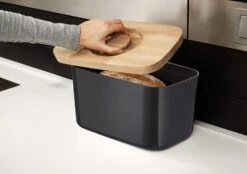 Joseph Joseph Bread Box With Cutting Board, Black -Sticky Baits-winkel joseph joseph bread bin with bamboo chopping board 14